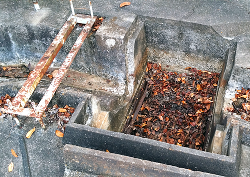 Example of the kind of drainage bunker that needs one&squot;s "hopping over" to get to -- and through -- the site.